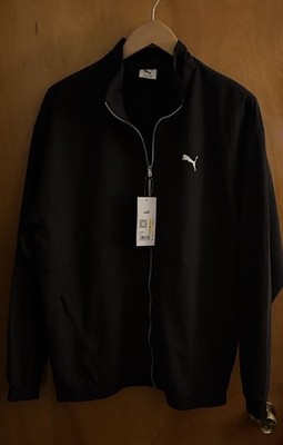 Black Puma Jacket Mens Medium Windbreaker Zip Pockets