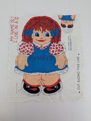 Vintage My Name is Suzy I Live In A Dollhouse Ragdoll Cut and Sew Pillow Uncut