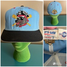 RARE Vintage Pro-Model Fitted 7 USA Made Blue Wool Hat Erie Seawolves MiLB VTG