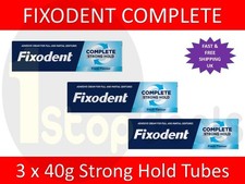 3 x Fixodent Cream Complete Strong Hold Adhesive Denture Cream Original 40g