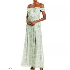 NWT Elegant Green Floral Adrianna Papell Off-Shoulder Dress Size 2