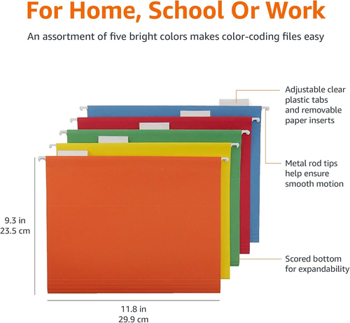 Amazon Basics Hanging Organizer File Folders for Efficient Letter ...