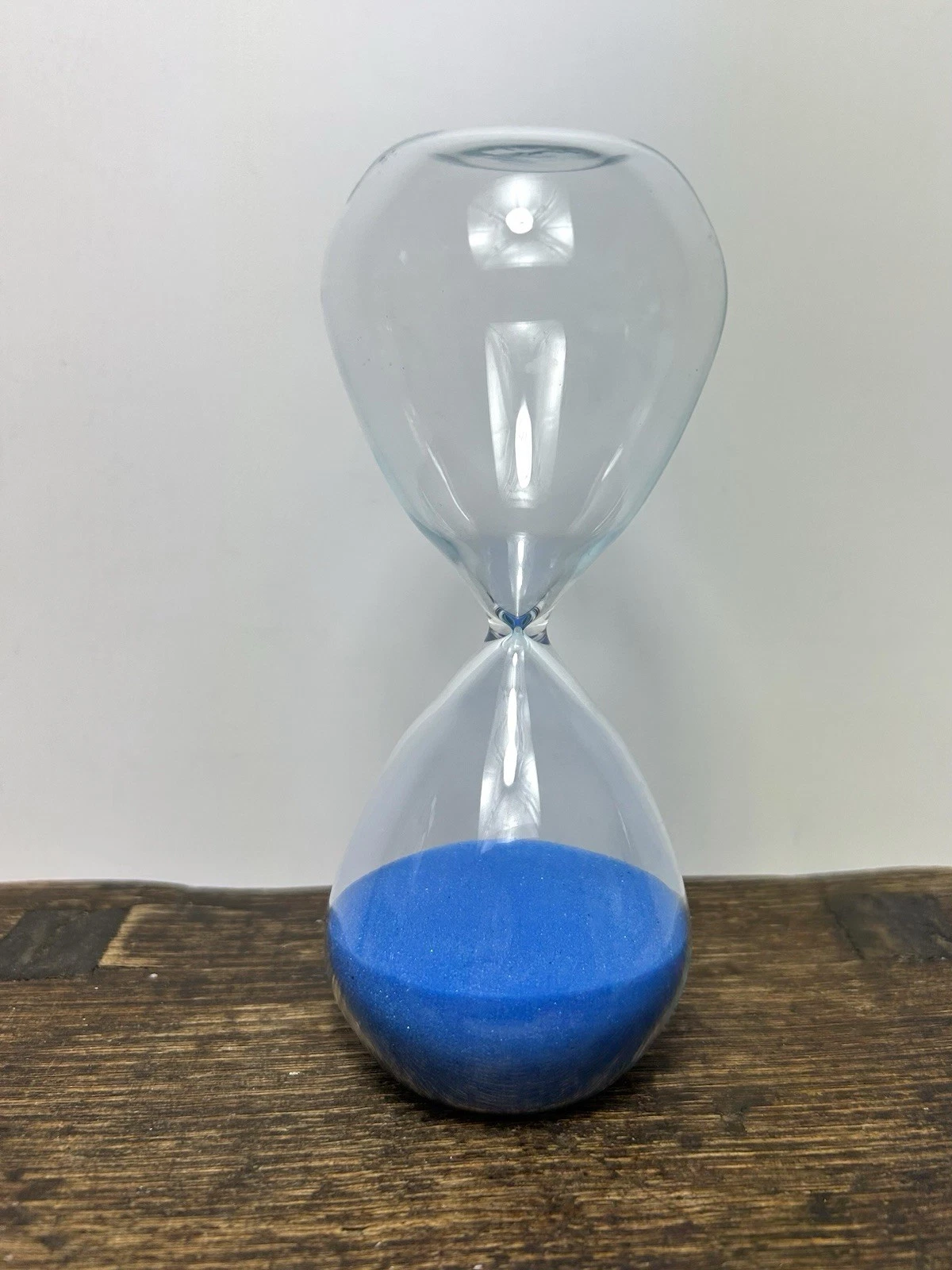 Large Vintage Hourglass Egg Timer / Hand Blown / Blue Sand: 15 Minutes