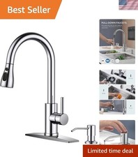 Kitchen Faucet with Soap Dispenser Chrome, Single Handle Stainless Steel Tran...