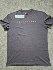 Image of Tommy Jeans Linear Logo Mens T-Shirt Grey Size Medium - BNWT