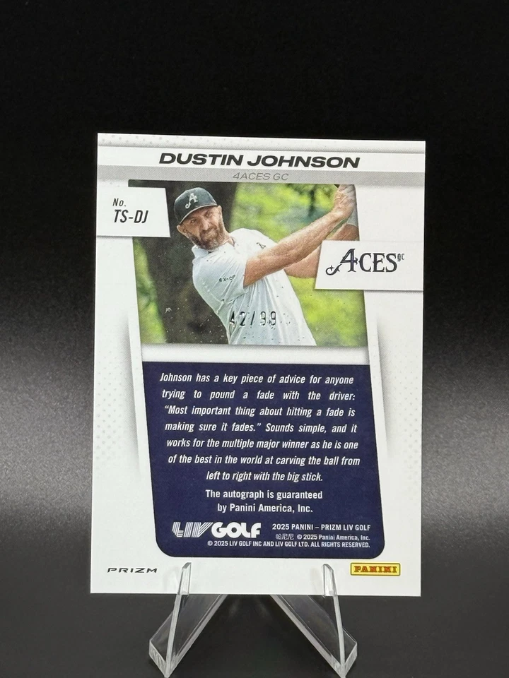 Golf Panini Prizm LIV 2025 Dustin Johnson azul Prizm firmas automático/99 Foto 2 de 2