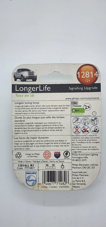 Philips 12814LLB2 Bombilla de luz de señal de giro de larga duración 12814 - PACK DE 2 Foto 2 de 2