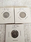 3 NICE UNGRADED Seated Liberty Half Dimes ...1870P,  1871P,   1872P