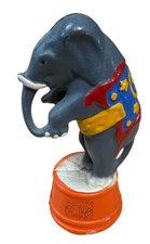 Vintage A.C. Williams Cast Iron Circus Elephant On Tub Coin Bank