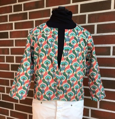ANOKHI Blaze Jacke Jäckchen Oberteil Gr. S (DE 36/38) Türkis Lila Gelb Baumwolle