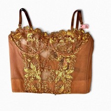 Victoria s Secret Brown Gold Sequin Corset Bra