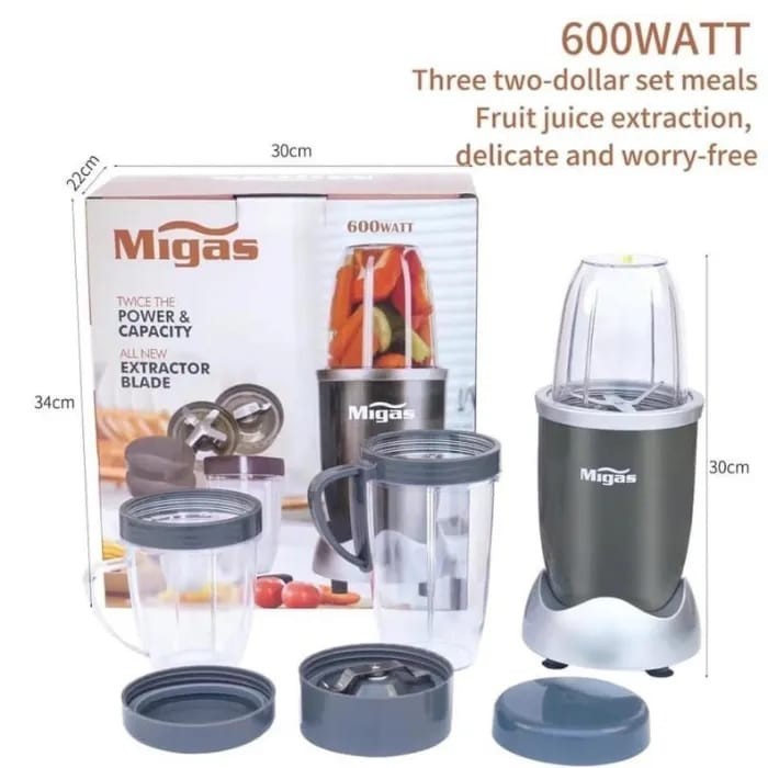 MIGAS 600W Frullatore Professionale: Estrattore Nutrienti con Lame INOX