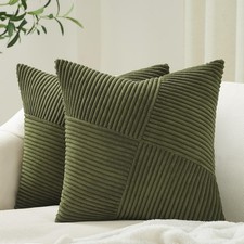 Olive Green Decorative Throw Pillow Covers Set of 2 18x18 Inches for Couch Bed