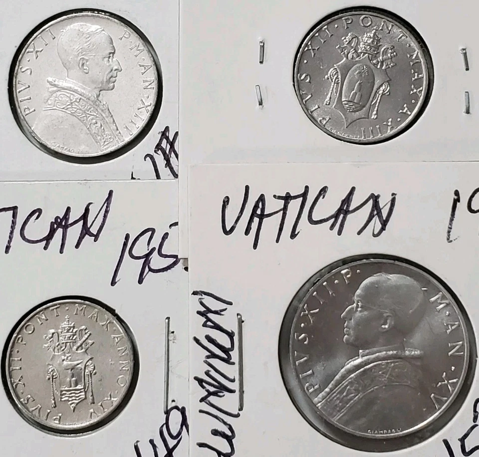 1951 To 1953 VATICAN CITY Set Of 4 Unc 1 2 5 10 LIRE Coin - Image 2 of 2