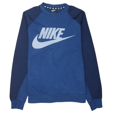 Nike Herren Pullover Sweatshirt blau Rundhals Logo Größe M