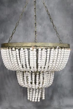 Creative Co-Op Metal Pendant Light with White Wood Beads