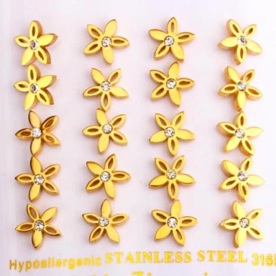DAMEN HYPOALLERGEN S STAHL GOLDFARBEN CZ BLUME/GÄNSEBLÜMCHEN OHRRINGE OHRSTECKER 1 PAAR