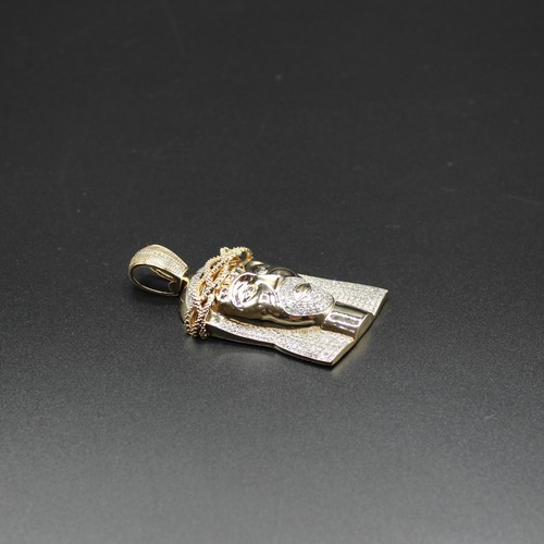2.93 CT GOLD JESUS HEAD FACE CROWN REAL NATURAL DIAMOND LARGE PENDANT 4 NECKLACE - Picture 11 of 21