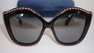 GUCCI New Sunglasses Black Pink Swarovski Crystals Mirror 