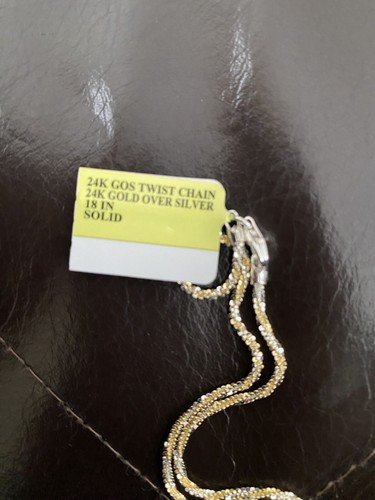 24k Gold Plated Sterling Silver Twist Chain 18 inches - Italy - List $140 - Picture 5 of 8