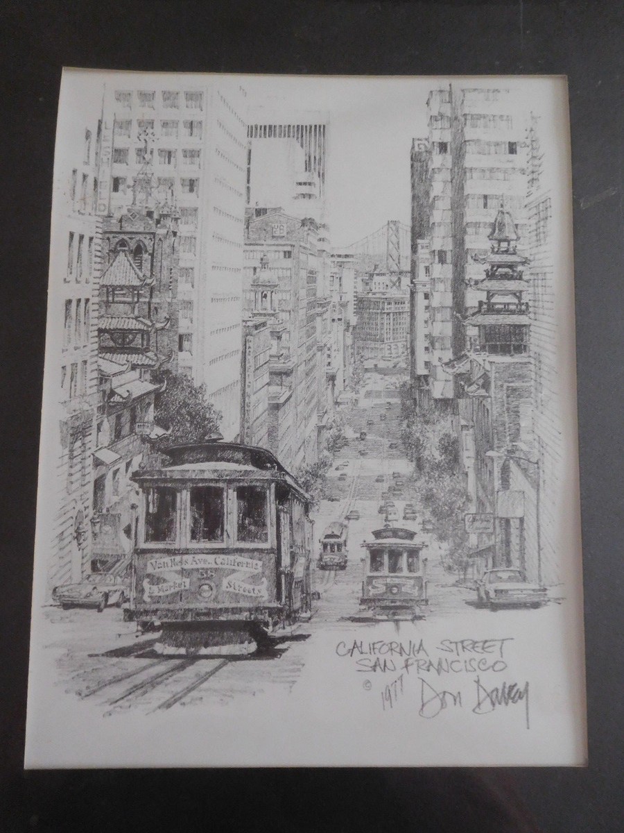 Don Davey 「California St San Francisco」 Don Davey San Francisco California Street Signed Pencil Art