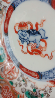 康熙青花五彩伊万里风格瓷葵口碗Chinese Kangxi Wucai Blue White