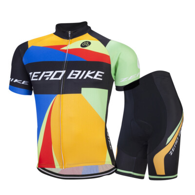 Herren Radfahren Radtrikot Set Fahrradtrikot Kurzarm Radhose mit Sitzpolster Z26