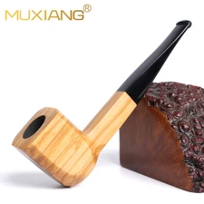 MUXIANG Olive Wood Panel Tobacco Pipe Smooth Smoking Pipe 3mm Acrylic Taper Stem