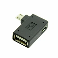 Left Angled Micro USB 2.0 OTG Host Adapter with USB Power for Samsung 5Pin OTG