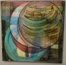 12"x12" abstract acrylic art, modern, circles