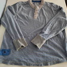 The Black Dog MENS Long Sleeve  COTTON STRIPED RUGBY STYLE SHIRT W/ PATCHES 2XL