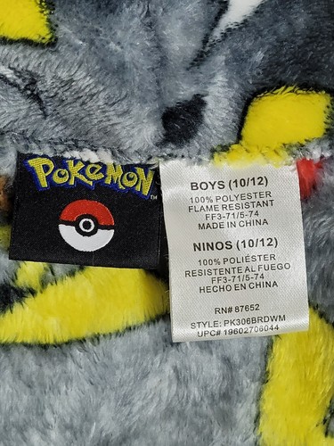 Pokemon Pikachu Pokeball Boys Size 10/12 Plush Robe Bathrobe - Picture 4 of 11