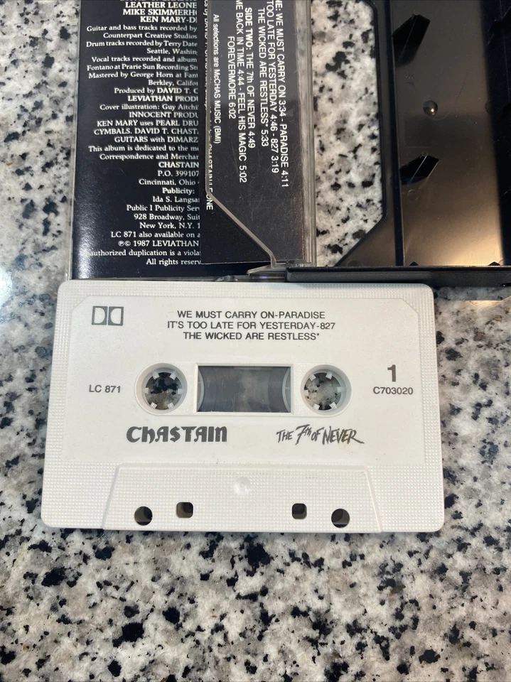 Vintage 1985 Cassette Tape Chastain The 7th Of Never Leviathan Records - Imagem 4 de 4