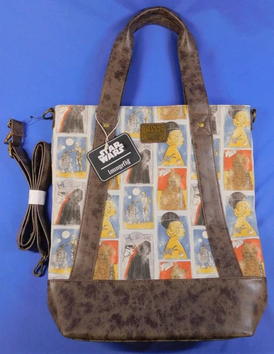 STAR WARS LOUNGEFLY TOTE BAG ORIGINAL TRILOGY NEW W/TAGS LEIA VADER CHEWIE R2