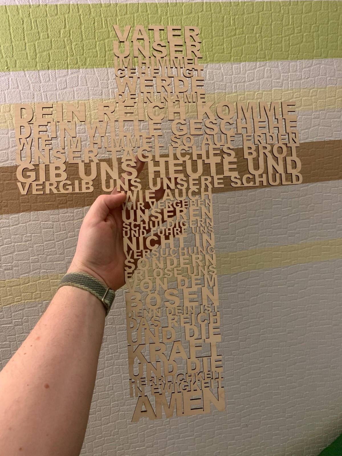 Vater Unser XXL Gebet Holz Kreuz Geschenk Taufe Konfirmation Deutsch Englisch