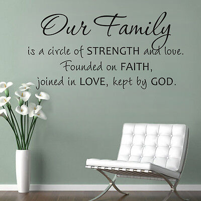 Our Family is a Circle Wall Sticker Religious Bible Love Quote Room ...