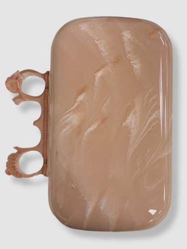 $1993 Alexander McQueen Womens Pink Acrylic Skull Knuckle Handbag Box Clutch Bag - 第 3/5 張圖片