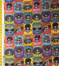 La Señoras Bright & Dark Alexander Henry Fabric Skulls Mexican Sugar