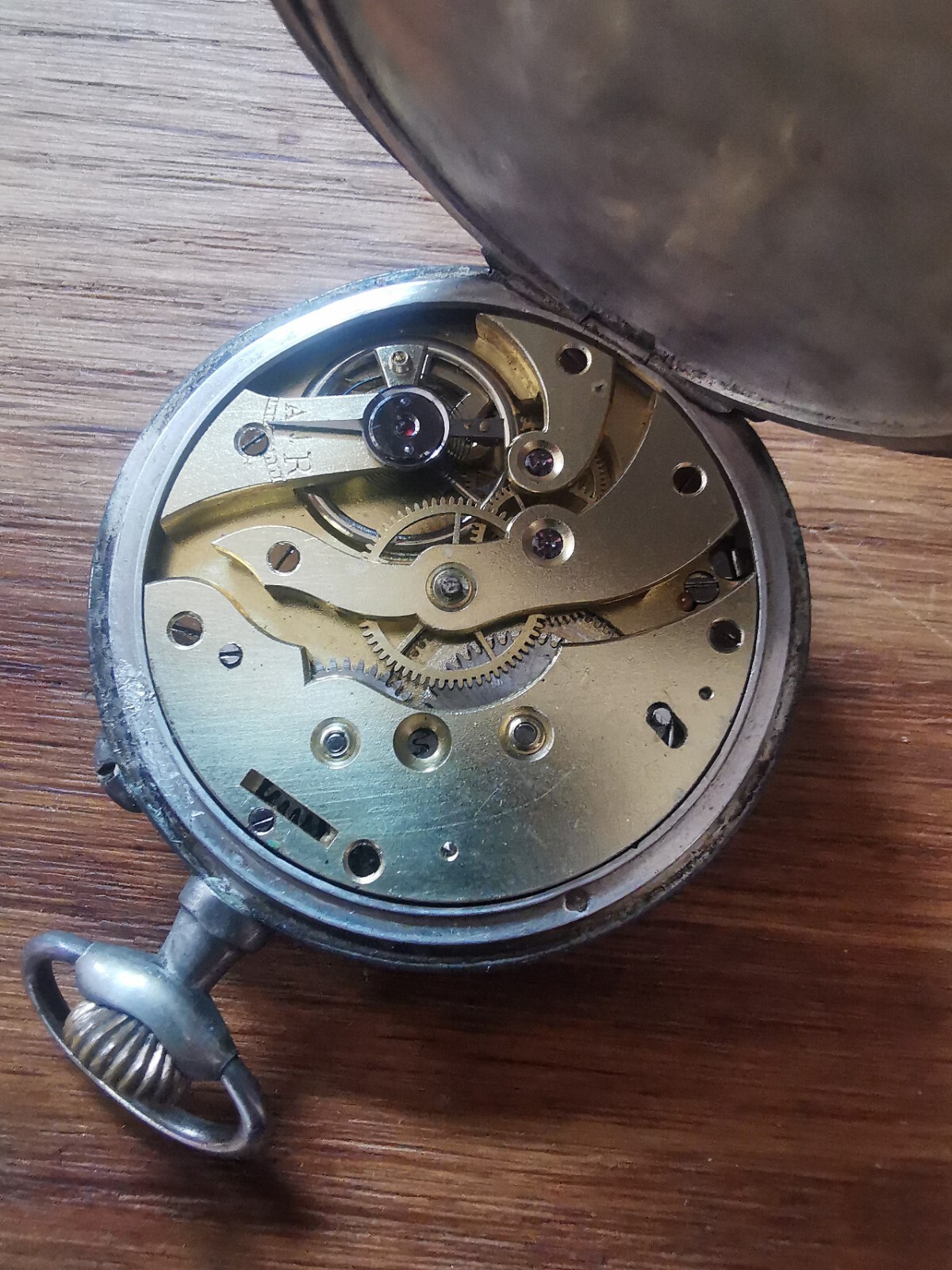 Antique Solid Silver Monogrammed Pocket Watch Wit… - image 5