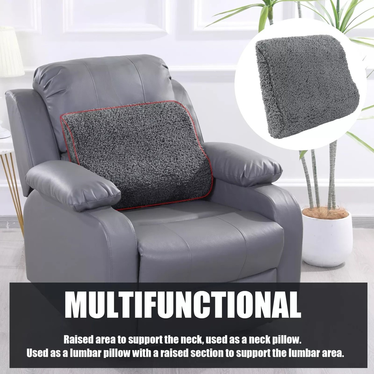 HOMBYS Foam Recliner Cushion With Leg Pillow – Large Square Seat Cushion For Elderly, Black Velvet, 20x20