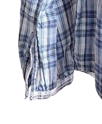 Maurices Damen M Bluse blau kariert Flanell Plissee Country Western Outdoor Top - Bild 3 von 5