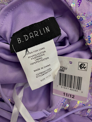 B. Darlin Womens Juniors Sequined Long Evening Dress Purple 11/12