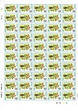 1971 Fiji Postage Stamps Mint Full Sheet of 30 cents Dendrobium gordonii. MNH