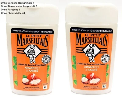 BIO Duschgel Argan ÖL & Shea Butter Le Petit Marseillais 2x250ml IM SPARANGEBOT - Bild 1 von 3