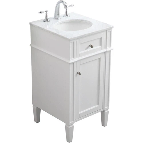 Elegant Decor Park Avenue 18" Single Marble Top Bathroom Vanity in White - Picture 1 of 18
