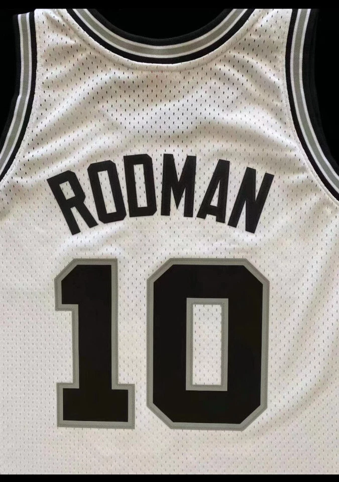 100% Authentic Dennis Rodman White San Antonio Spurs Swingman Jersey Throwback - Image 4 of 4