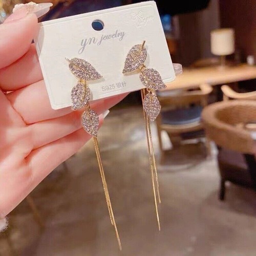 925 Pendientes de Borla Larga enchapados en Astilla Colgantes Mujeres Joyería Boda Regalo - Imagen 5 de 8