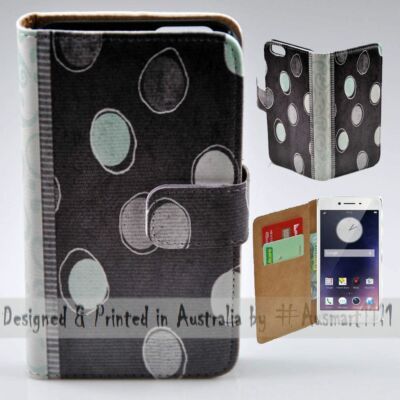 For OPPO Series - Polka Dot Damask Theme Print Wallet Mobile Phone Case Cover