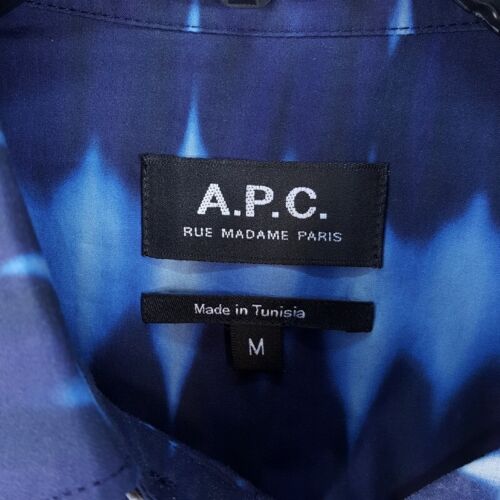 A.P.C. Shirt Mens Medium Blue Stripe Button Up Pocket Short Sleeve ROSS $245 - Picture 2 of 8