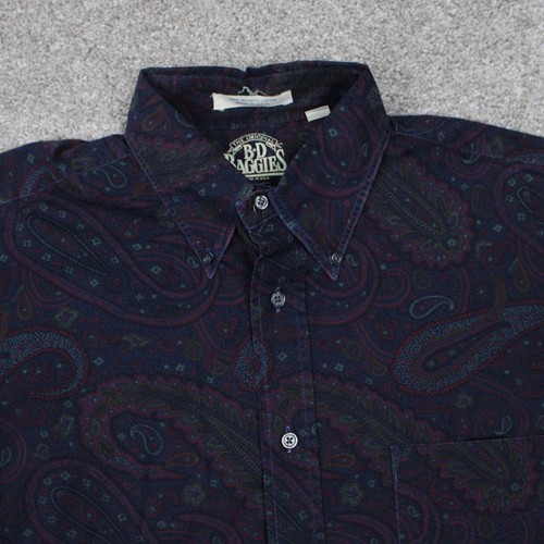 B.D. Baggies Dress Shirt Men 15, 32/33 Blue/Purple Floral 100% Cotton L/S Button - Picture 7 of 15
